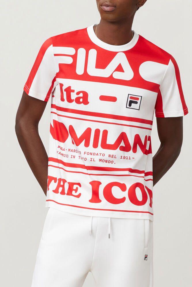 Fila Milano Printed Cotton T-Shirt Red - Mens - 73892IXOT